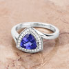 Natural Tanzanite Ring With Diamonds 1.44 Carats 14K White Gold