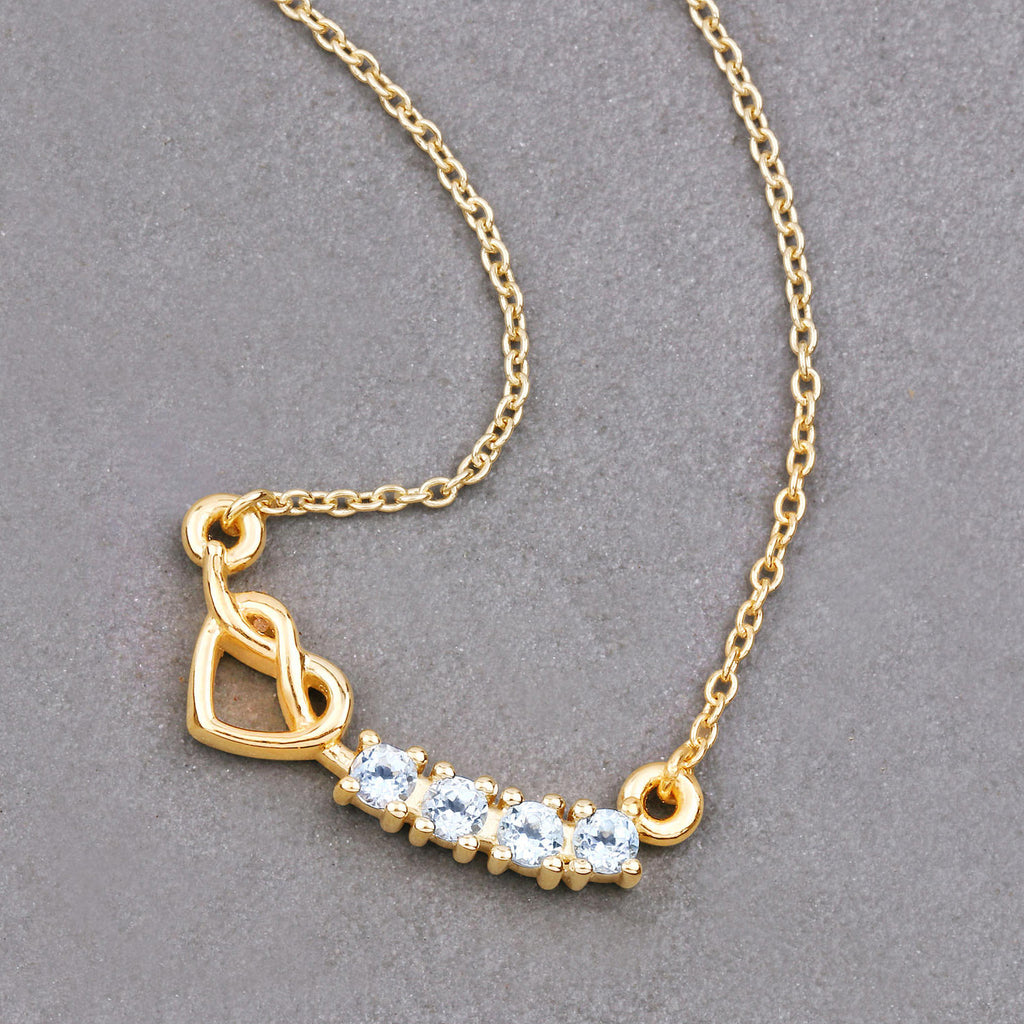 Aquamarine Heart Necklace 0.22 Carats Gold Plated Silver