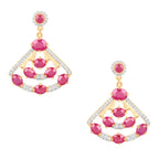 Natural Ruby Earrings With Diamonds 3.76 Carats 14K Yellow Gold