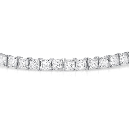 Princess Cut Diamond Tennis Bracelet 17 Carats 18K White Gold