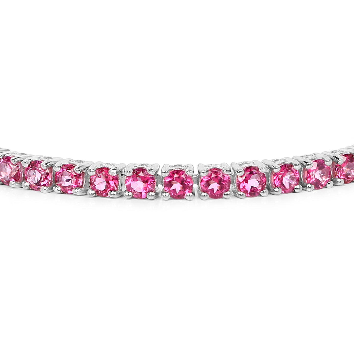 Pink Topaz Tennis Bracelet 11.9 Carats Rhodium Plated Sterling Silver