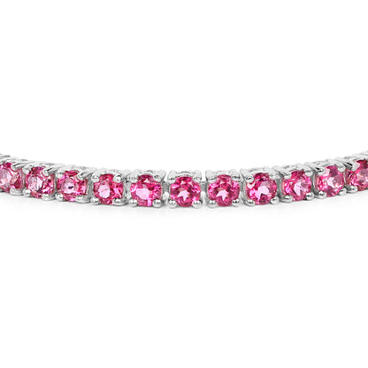 Pink Topaz Tennis Bracelet 11.9 Carats Rhodium Plated Sterling Silver