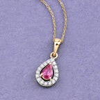 Ruby Pendant With Diamonds 1 Carats 14K Yellow Gold