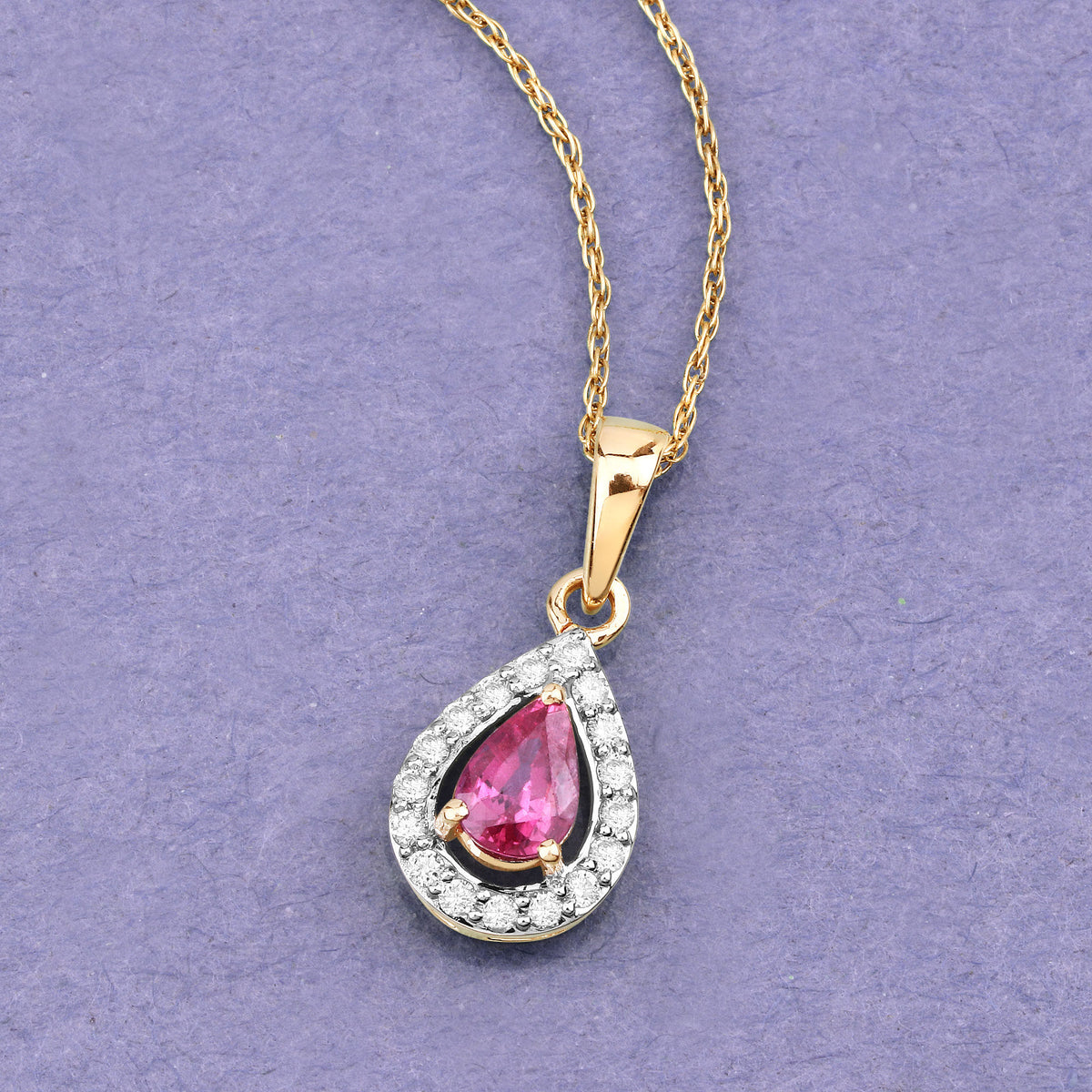 Ruby Pendant With Diamonds 1 Carats 14K Yellow Gold