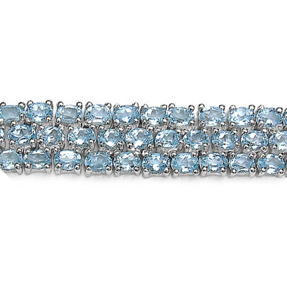 Blue Topaz Tennis Bracelet 26 Carats Sterling Silver