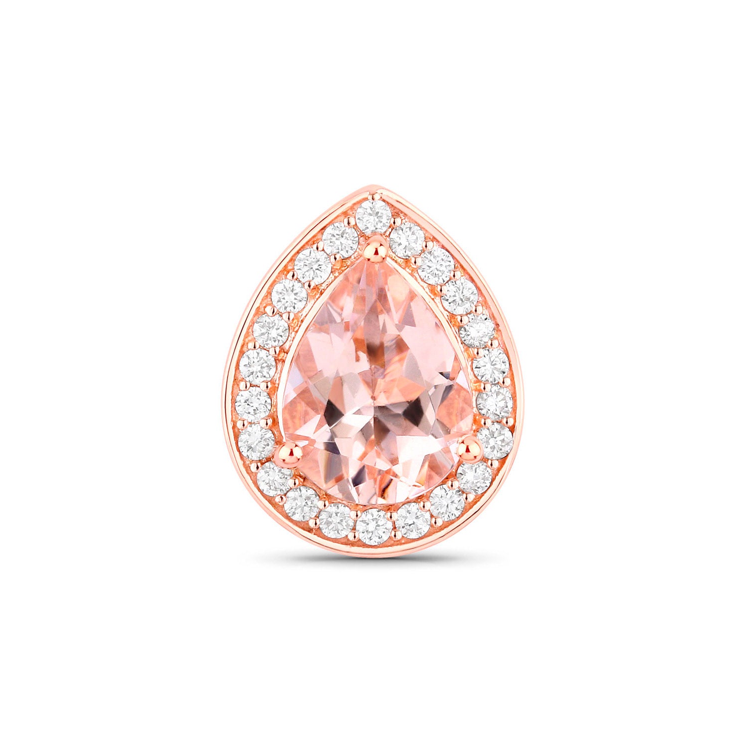 Morganite Stud Earrings With Diamonds 2.02 Carats 14K Rose Gold