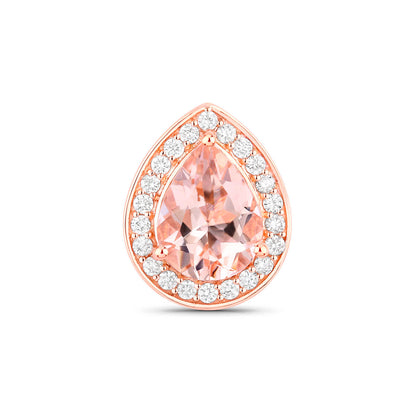 Morganite Stud Earrings With Diamonds 2.02 Carats 14K Rose Gold