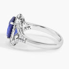 Blue Sapphire Ring With Diamonds 3.68 Carats 18K White Gold