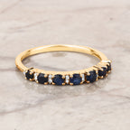 Blue Sapphire Ring With Diamonds 0.34 Carats 14K Yellow Gold