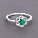 Zambian Emerald Ring With Diamonds 0.52 Carats 14K White Gold
