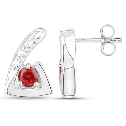 Garnet Earrings 0.42 Carats Sterling Silver