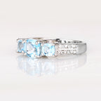 Blue Topaz Ring With White Topaz 1.93 Carats Sterling Silver