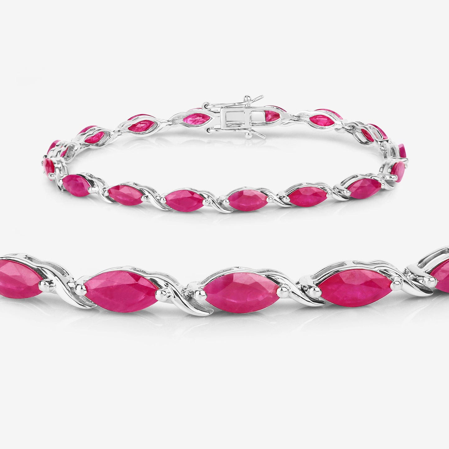 Ruby Bracelet 7.98 Carats 10K White Gold
