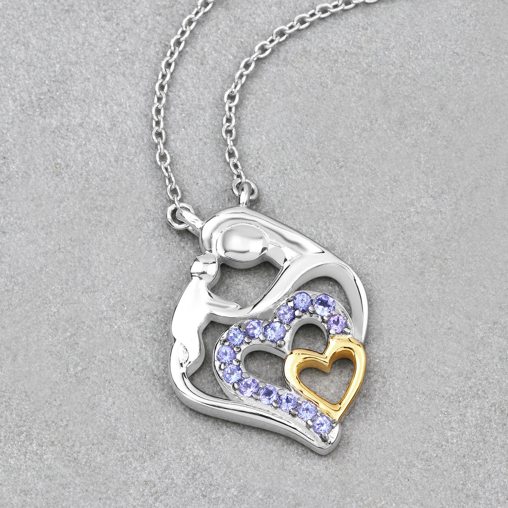 Tanzanite Mom Pendant 0.26 Carats Gold Plated Silver