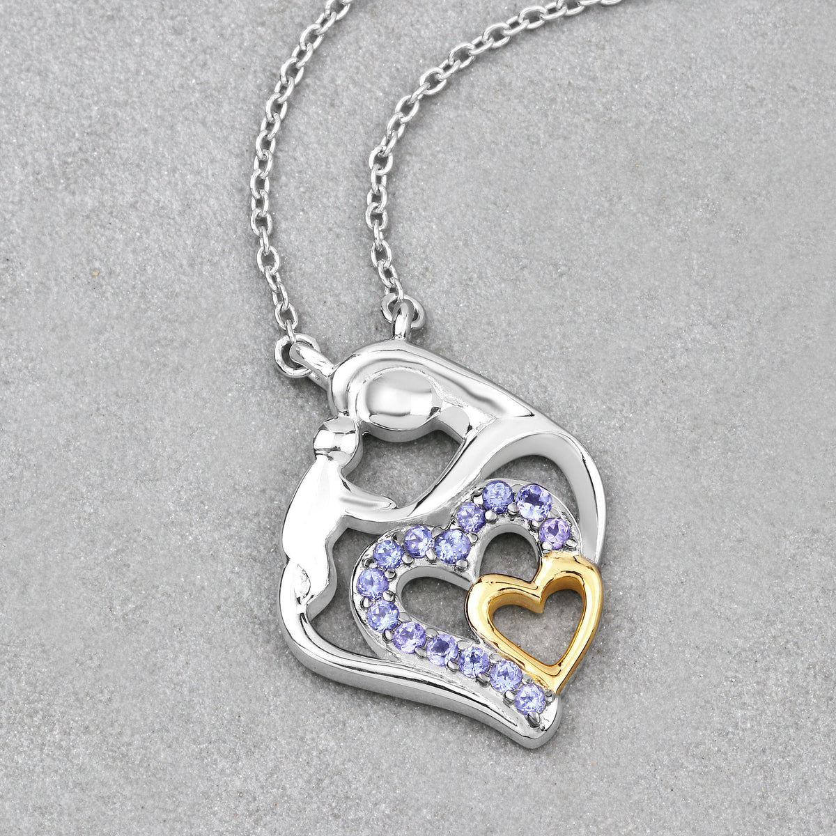 Tanzanite Mom Pendant 0.26 Carats Gold Plated Silver