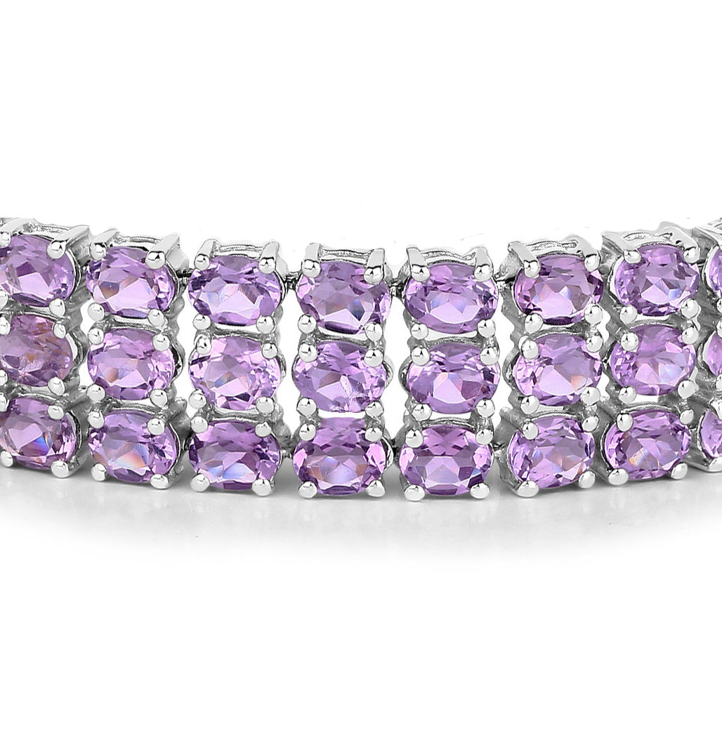 Natural Amethyst Bracelet Light to Dark 32.30 Carats Sterling Silver