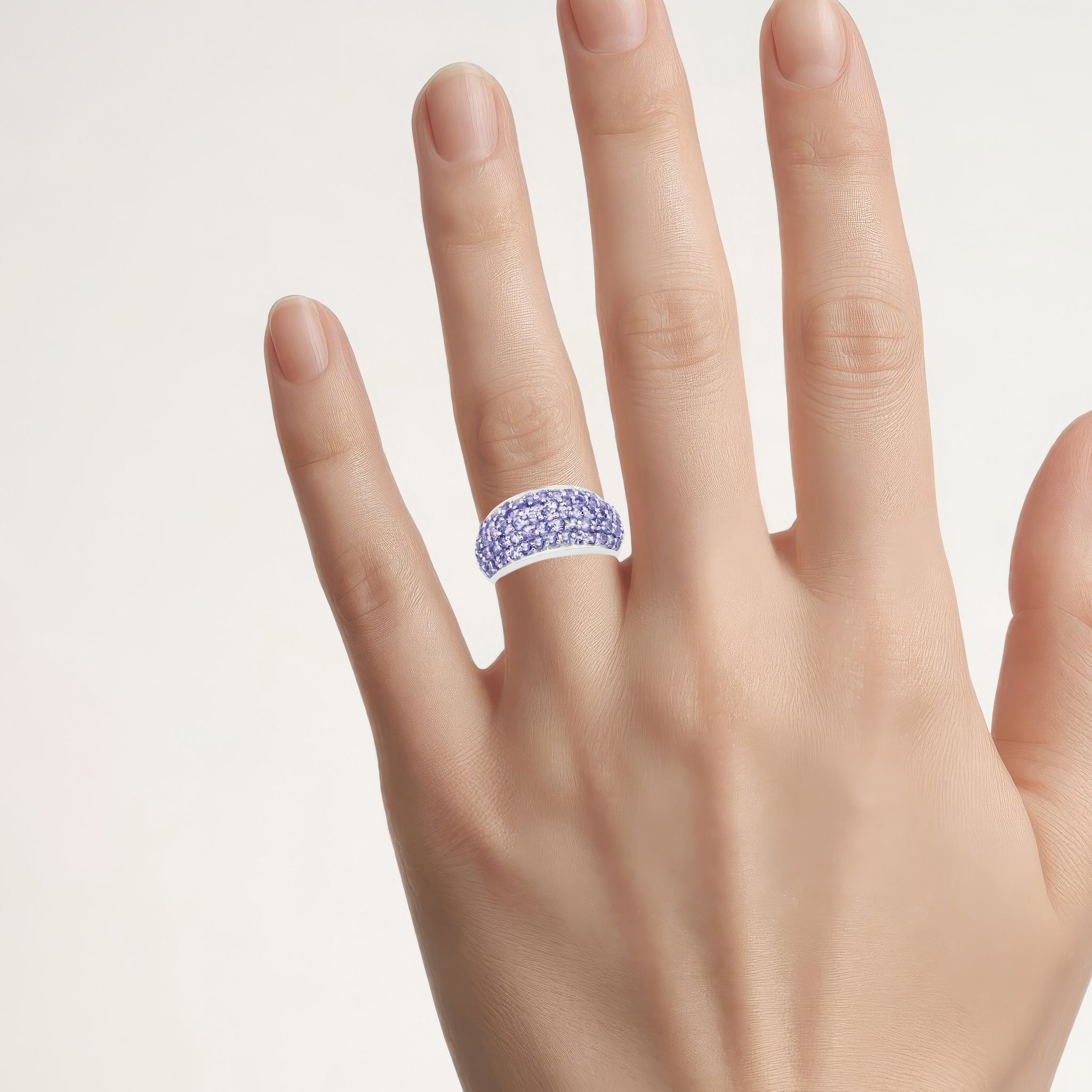 Tanzanite Ring With White Topaz 2.76 Carats Sterling Silver