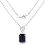 Amethyst Pendant With White Zircon 7.32 Carats Sterling Silver