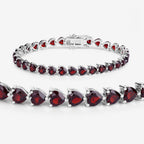 Garnet Heart Bracelet 15.4 Carats Sterling Silver