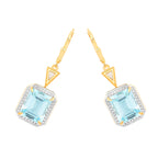 Blue Topaz Earrings With White Topaz 11 Carats Gold Plated Silver