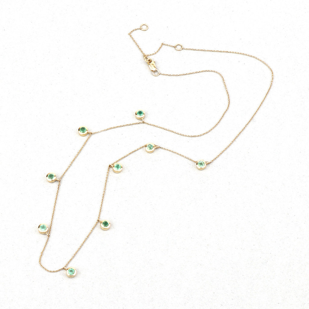 Zambian Emerald Necklace 0.88 Carats 10K Yellow Gold