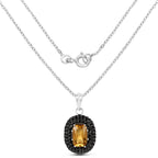 Citrine Pendant With Black Spinel 5.82 Carats Sterling Silver