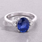 Blue Sapphire Ring With Diamonds 2.52 Carats 18K White Gold