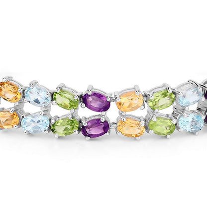 Multicolored Gemstone Bracelet Amethyst Topaz Peridot Citrine 18.6 Carats Total