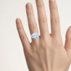 Swiss Blue Topaz Ring With White Topaz 7.26 Carats Sterling Silver