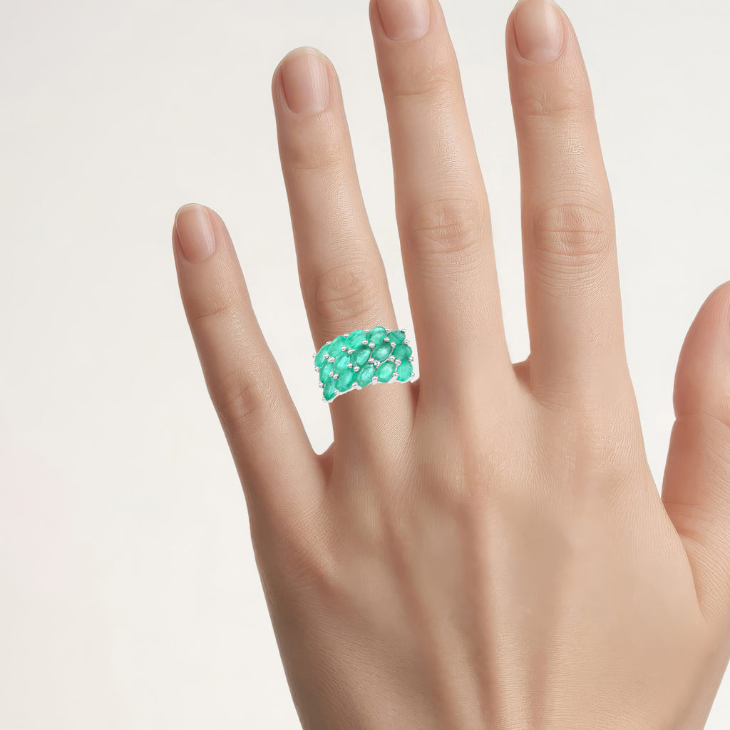 Emerald Ring 2.98 Carats Sterling Silver