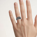 Black Diamond Ring 0.52 Carats Sterling Silver