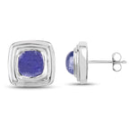 Natural Tanzanite Stud Earrings 4.72 Carats Sterling Silver