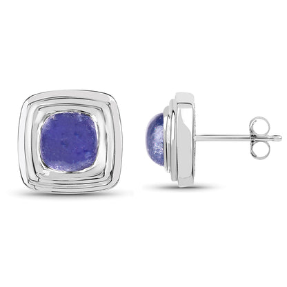 Natural Tanzanite Stud Earrings 4.72 Carats Sterling Silver