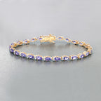 Natural Tanzanite Bracelet With Diamonds 5.62 Carats 14K Yellow Gold