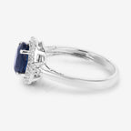 Blue Sapphire Ring With Diamonds 1.66 Carats 14K White Gold