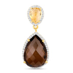 Smoky Quartz Earrings With Citrine 21 Carats Gold Plated Silver