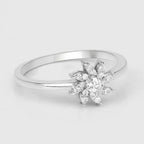 Diamond Flower Ring 0.14 Carats 14K White Gold
