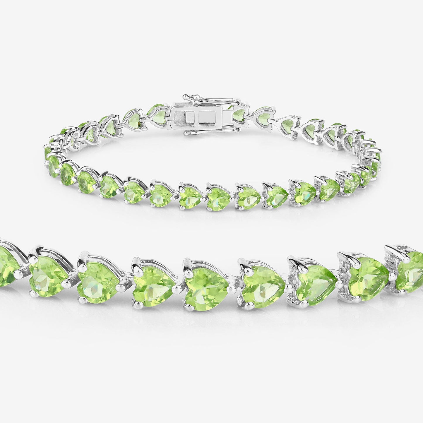 Peridot Tennis Bracelet 13.6 Carats Sterling Silver