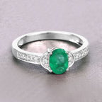 Zambian Emerald Ring With Diamonds 0.79 Carats 10K White Gold