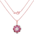 Morganite Pendant With Rhodolite Garnet 2.24 Carats Gold Plated Silver