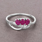 Ruby Knot Ring With Diamonds 0.68 Carats 14K White Gold