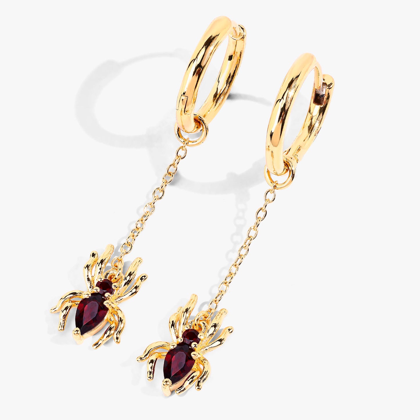Garnet Spider Earrings 0.56 Carats Gold Plated Silver