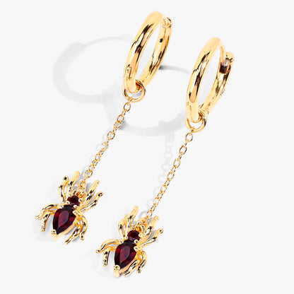 Garnet Spider Earrings 0.56 Carats Gold Plated Silver