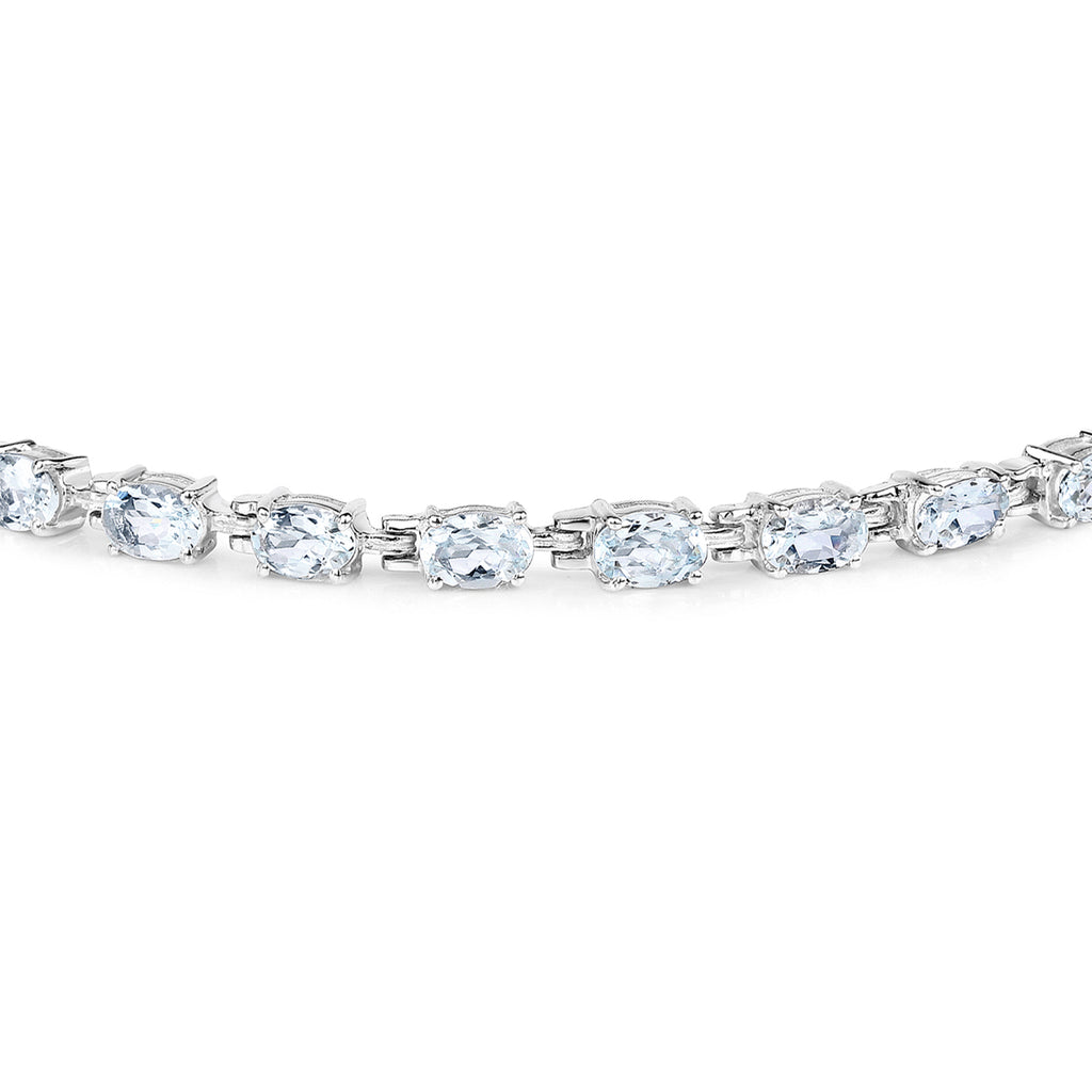 Aquamarine Tennis Bracelet 8.78 Carats Sterling Silver