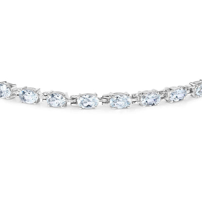 Aquamarine Tennis Bracelet 8.78 Carats Sterling Silver
