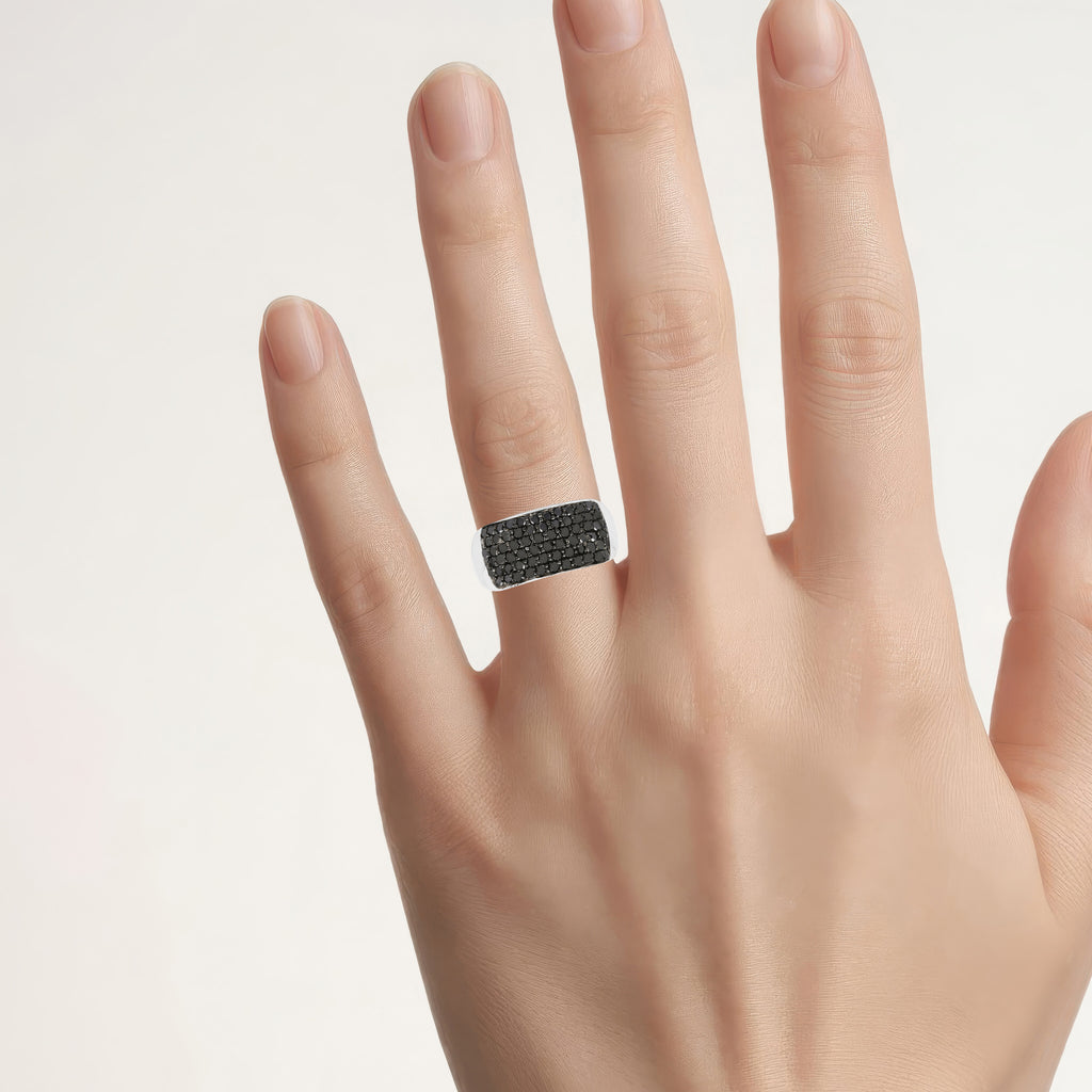 Black Diamond Ring 1.2 Carats Sterling Silver