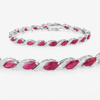 Ruby Bracelet With Diamonds 7.74 Carats 10K White Gold