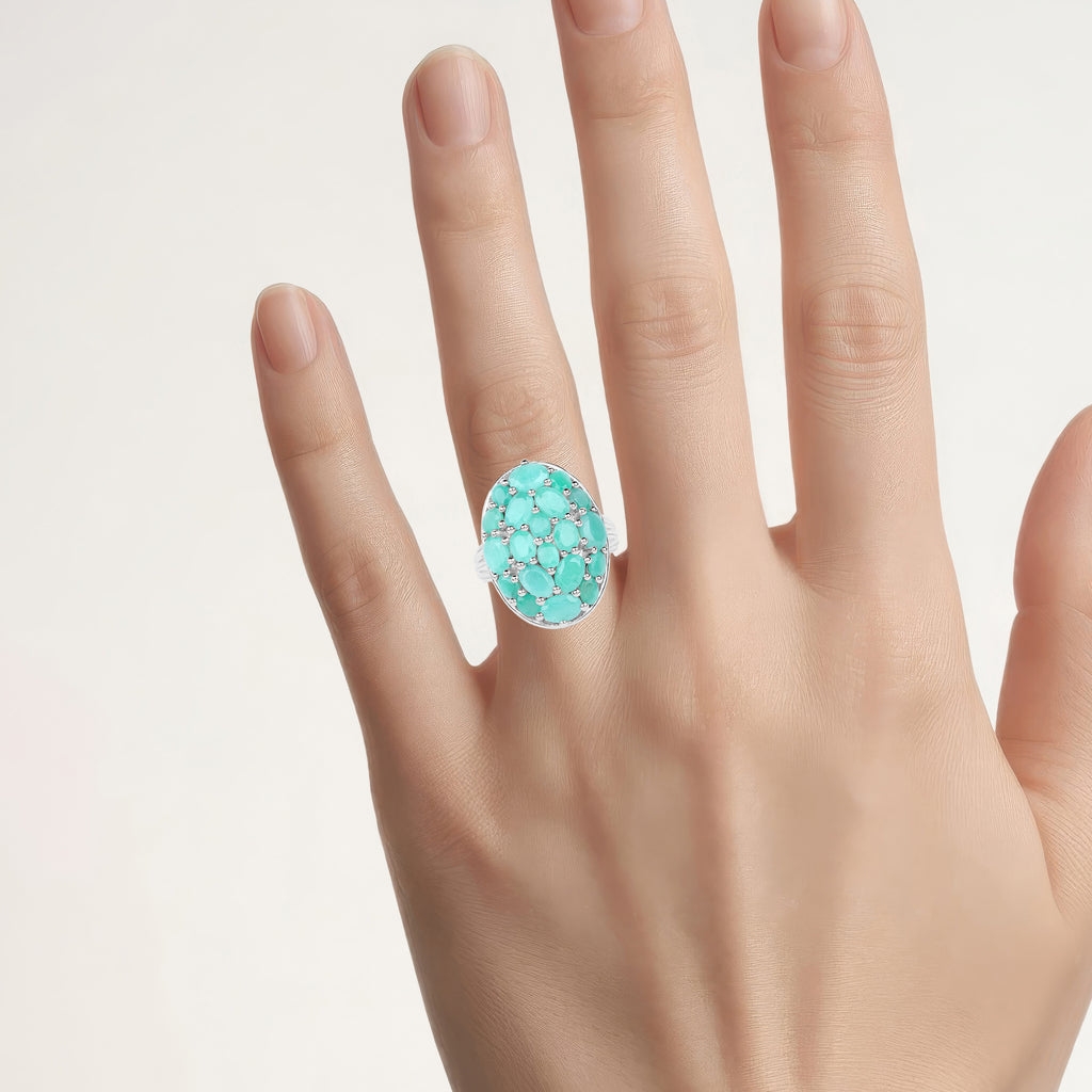 Emerald Ring 5.42 Carats Sterling Silver