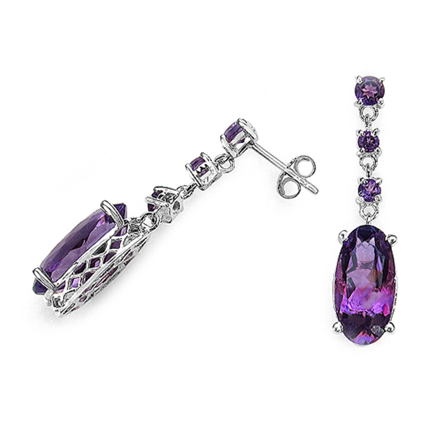 Amethyst Drop Earrings 9.84 Carats Sterling Silver