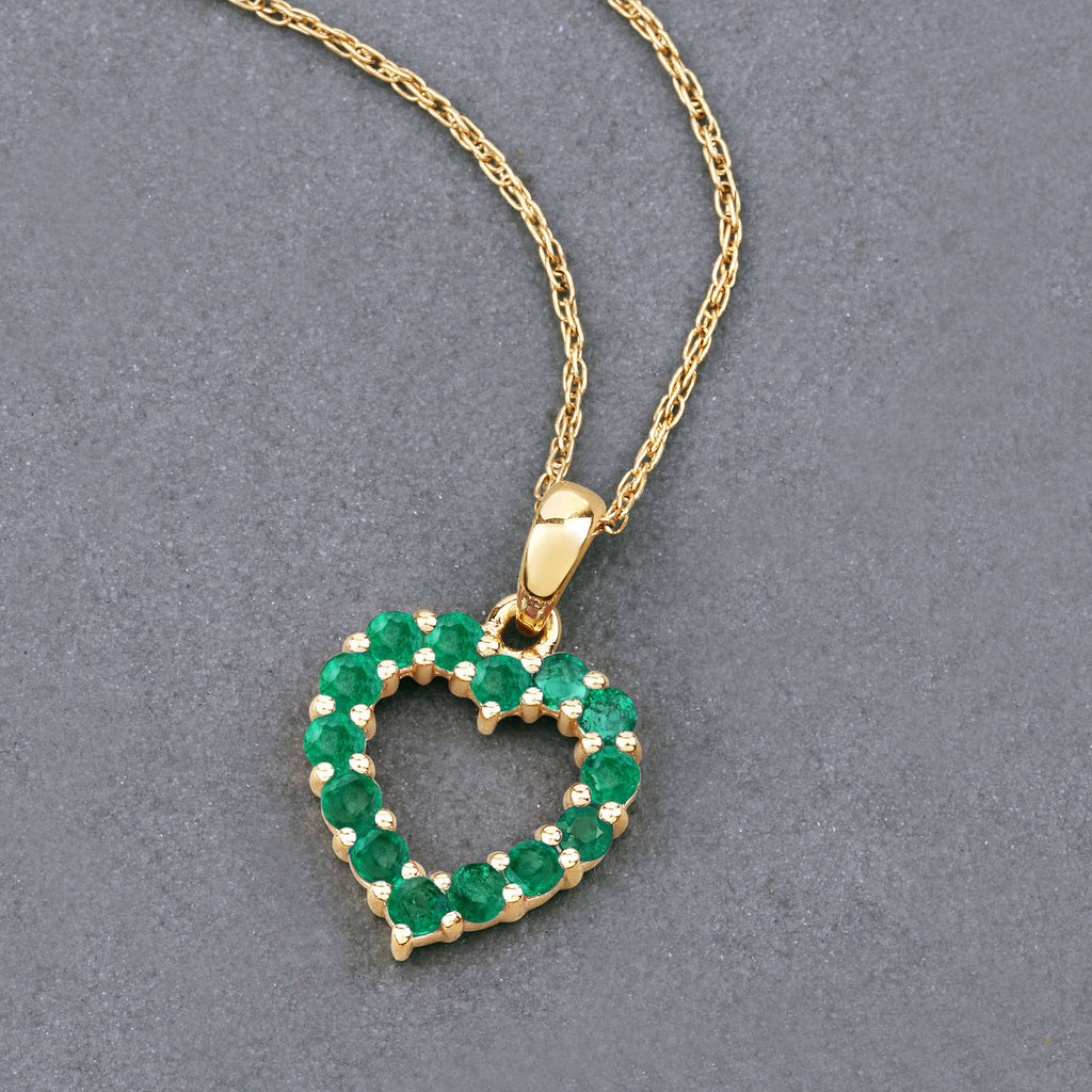 Zambian Emerald Heart Pendant 0.46 Carats 10K Yellow Gold